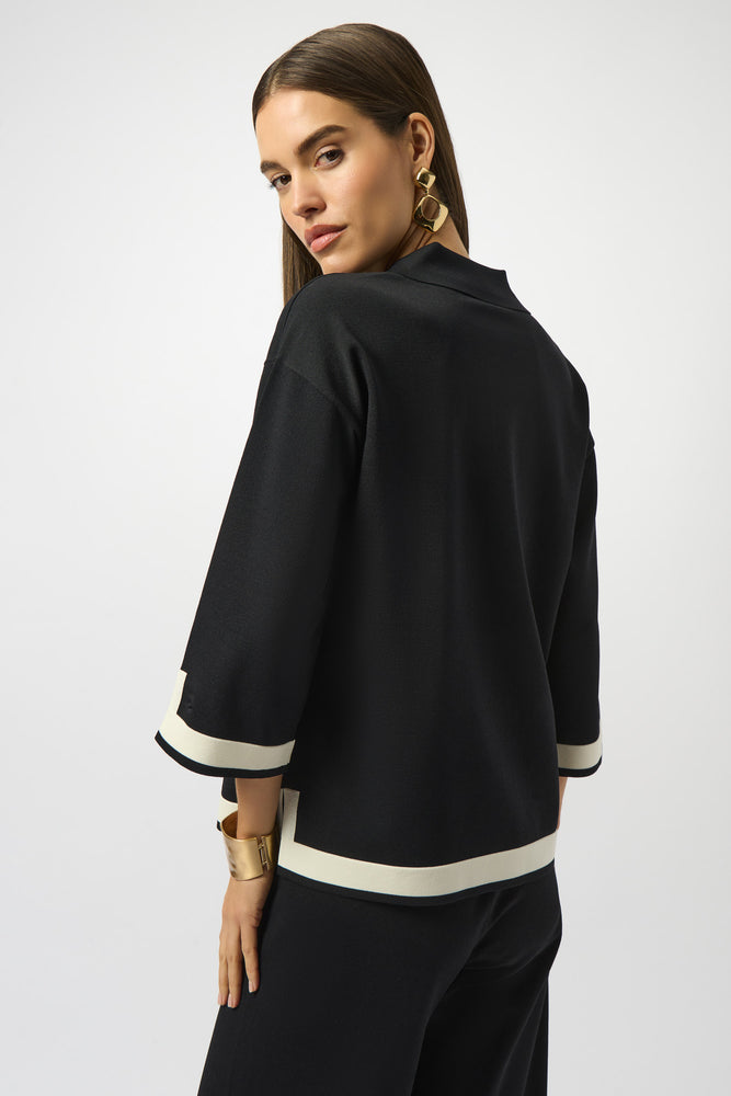 Joseph Ribkoff Fall 2025-253909-110-Top-Black/Vanilla - The Coach Pyramids