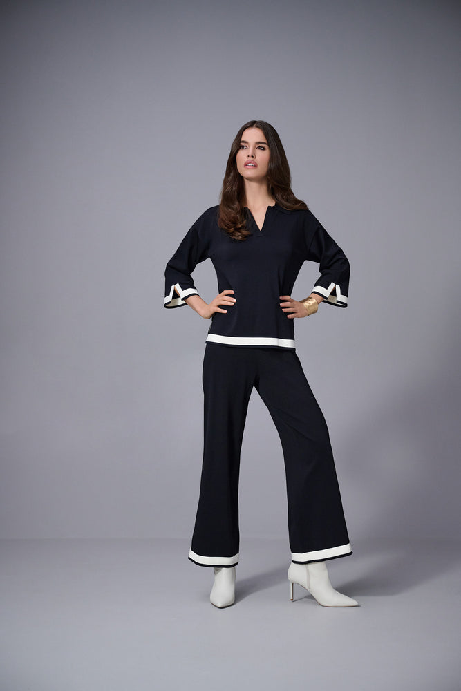 Joseph Ribkoff Fall 2025-253910-110-Pant-Black/Vanilla - The Coach Pyramids