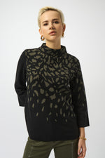 Joseph Ribkoff Fall 2025-253912-Top-Black/Avocado - The Coach Pyramids