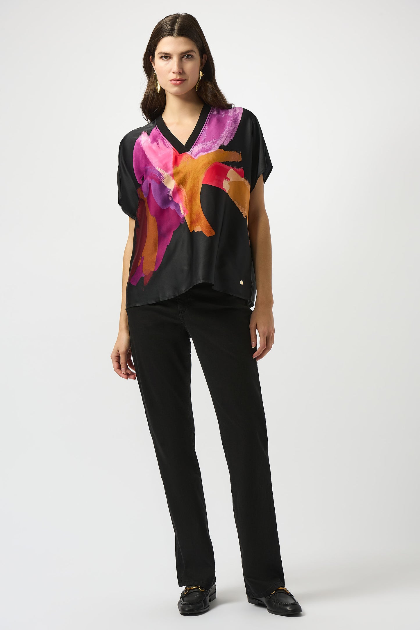 Joseph Ribkoff Fall 2025-253922-178-Top-Black/Multi - The Coach Pyramids