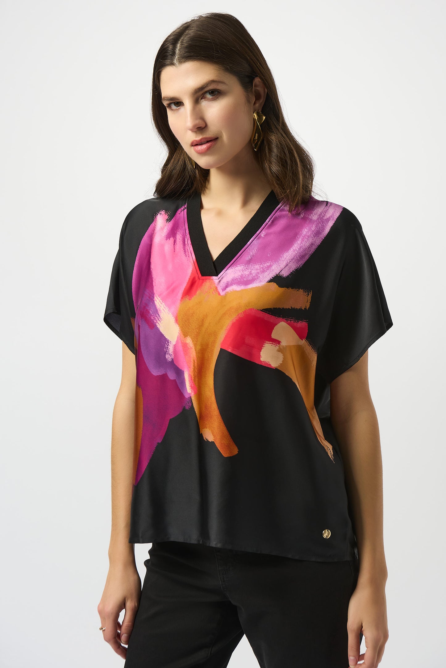 Joseph Ribkoff Fall 2025-253922-178-Top-Black/Multi - The Coach Pyramids