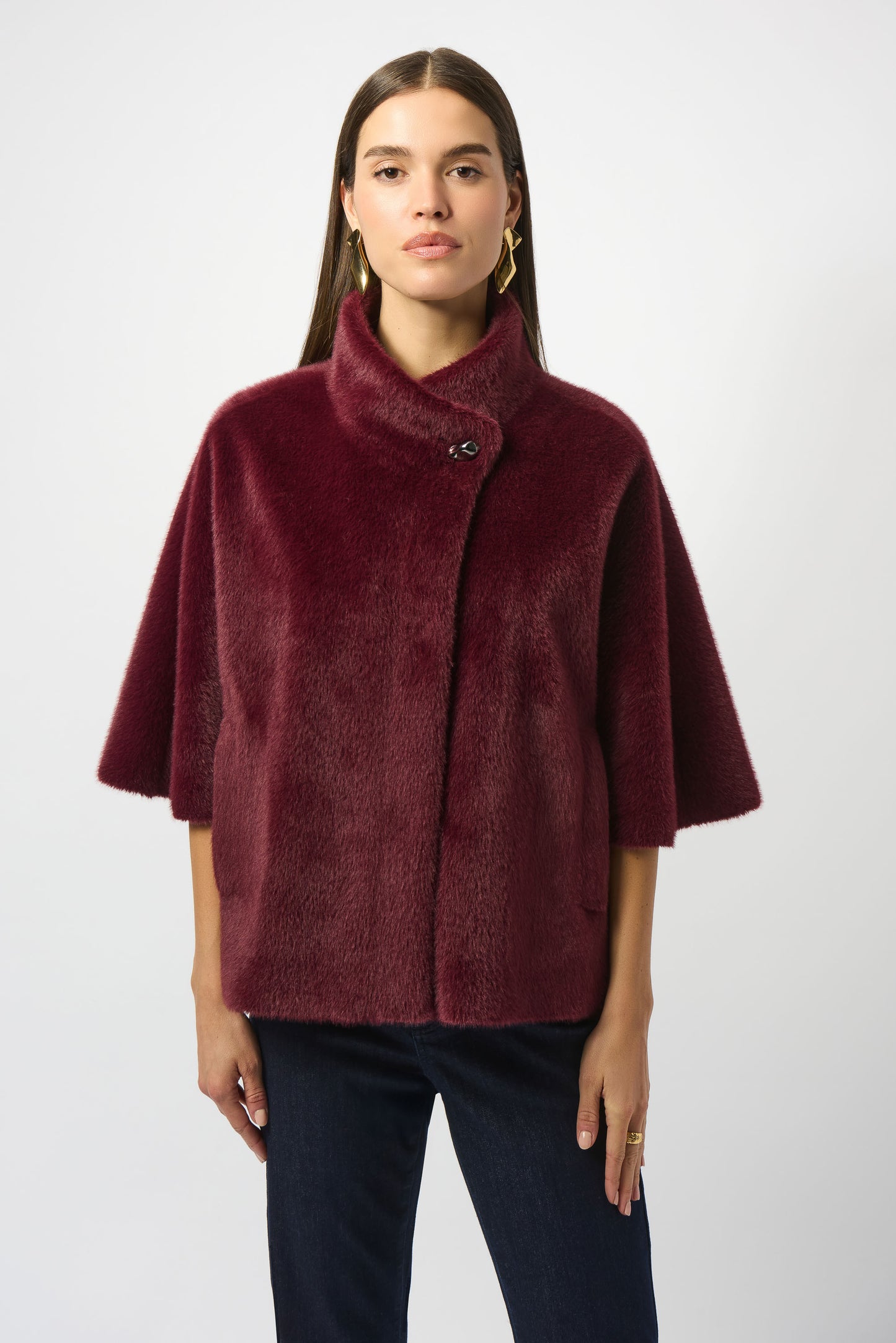 Joseph Ribkoff Fall 2025-253924-4433-Jacket-Merlot - The Coach Pyramids