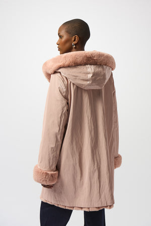 Joseph Ribkoff Fall 2025-253926-3647-Reversible Coat-Rose - The Coach Pyramids