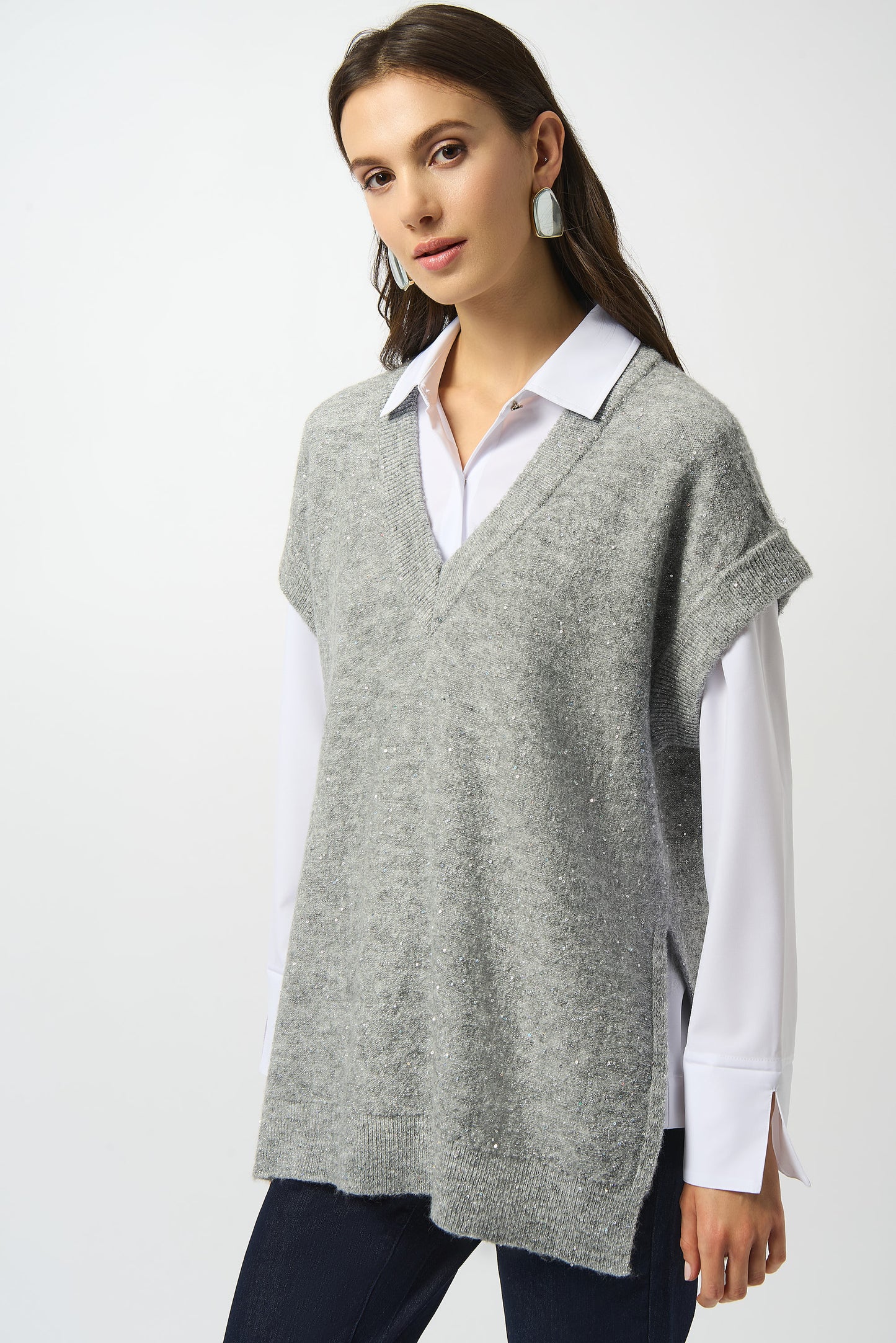 Joseph Ribkoff Fall 2025-253957-3006-Tunic-Grey - The Coach Pyramids