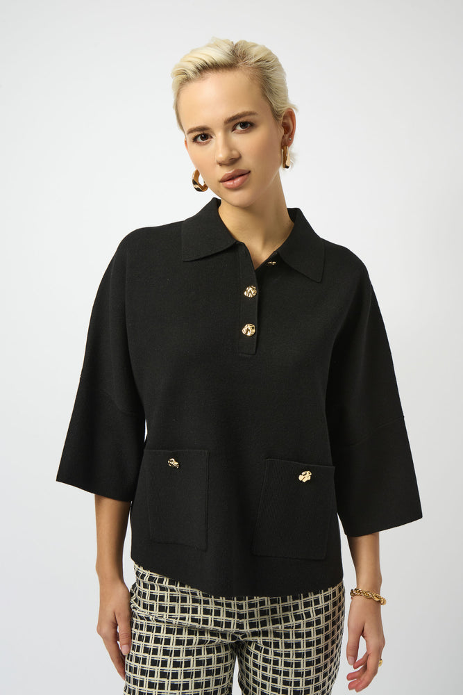 Joseph Ribkoff Fall 2025-253962-11-Top-Black - The Coach Pyramids