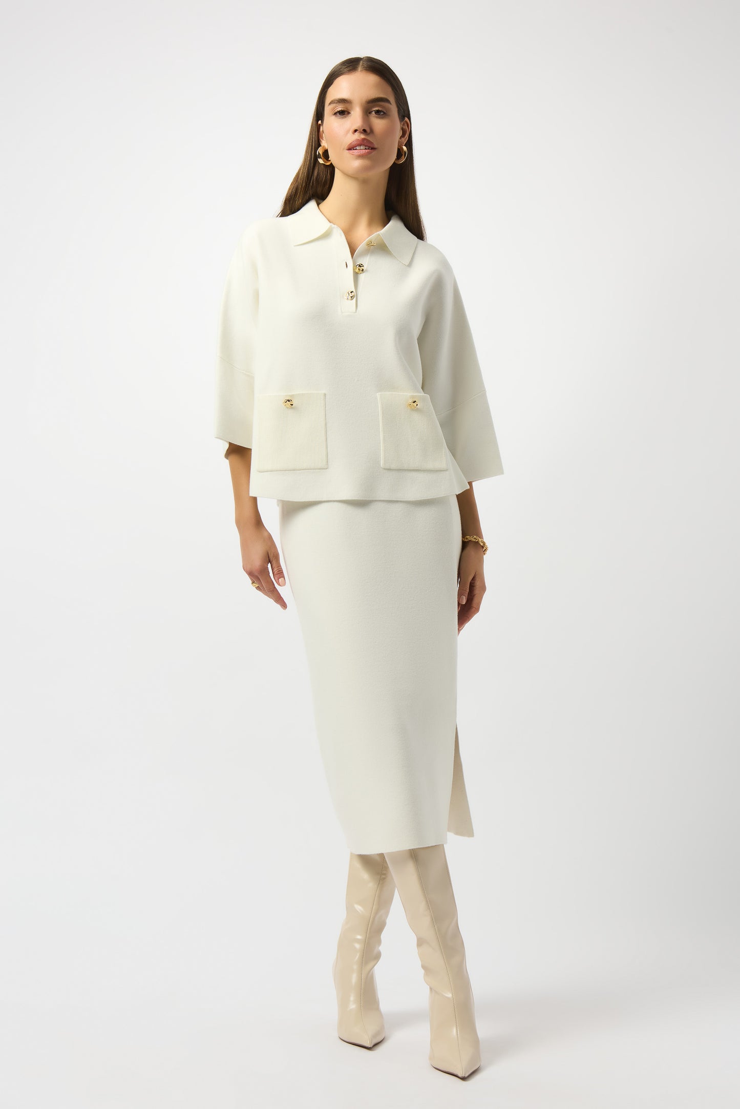 Joseph Ribkoff Fall 2025-253962-3984-Top-Winter White - The Coach Pyramids