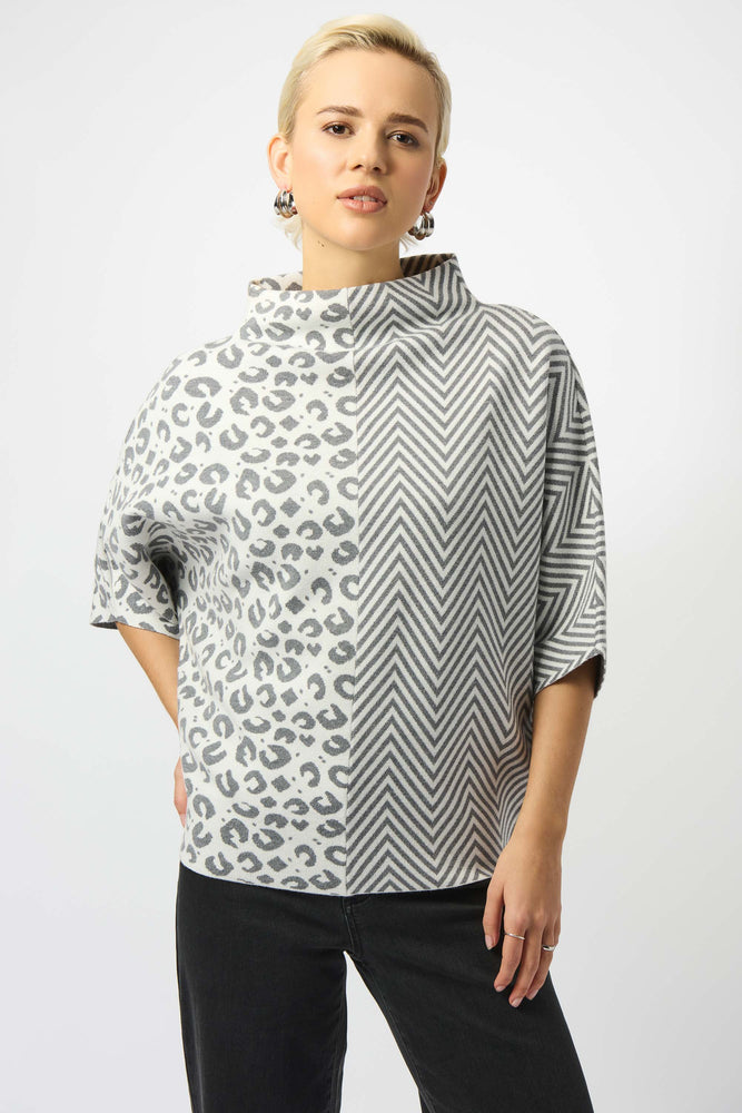 Joseph Ribkoff Fall 2025-253981-3653-Top-Vanilla/Grey - The Coach Pyramids