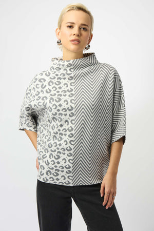 Joseph Ribkoff Fall 2025-253981-3653-Top-Vanilla/Grey - The Coach Pyramids