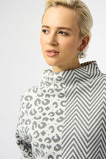 Joseph Ribkoff Fall 2025-253981-3653-Top-Vanilla/Grey - The Coach Pyramids