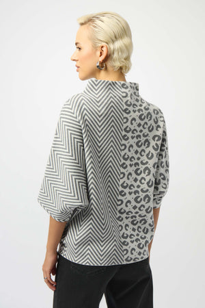 Joseph Ribkoff Fall 2025-253981-3653-Top-Vanilla/Grey - The Coach Pyramids