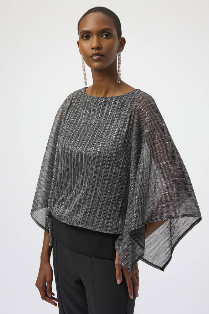 Joseph Ribkoff Winter 2025-254026-196-Top-Black/Silver - The Coach Pyramids