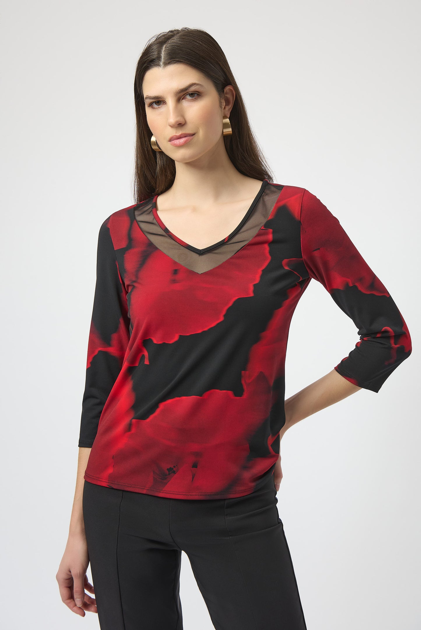Joseph Ribkoff Winter 2025-254095-250-Top-Black/Red - The Coach Pyramids