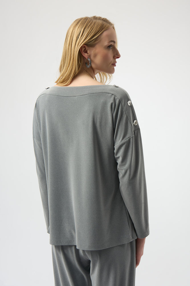 Joseph Ribkoff Winter 2025-254115-2988-Top-Grey Melange - The Coach Pyramids