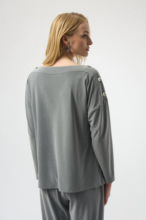 Joseph Ribkoff Winter 2025-254115-2988-Top-Grey Melange - The Coach Pyramids