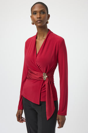 Joseph Ribkoff Winter 2025-254117-4435-Top-Deep Cherry - The Coach Pyramids