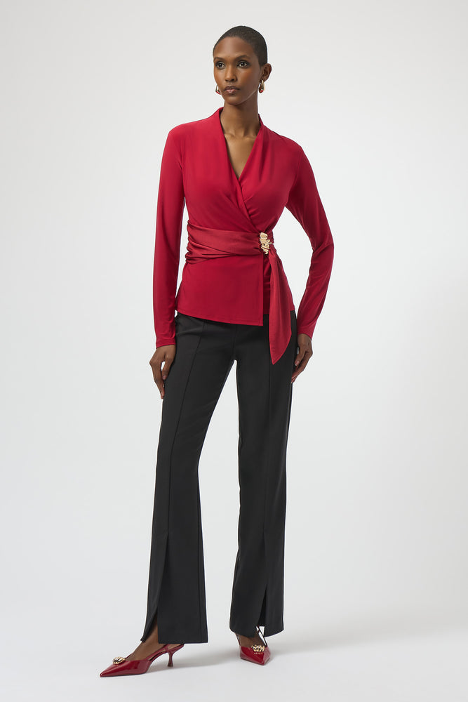 Joseph Ribkoff Winter 2025-254117-4435-Top-Deep Cherry - The Coach Pyramids
