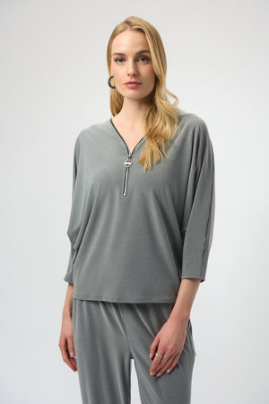 Joseph Ribkoff Winter 2025-254205-2988-Top-Grey Melange - The Coach Pyramids