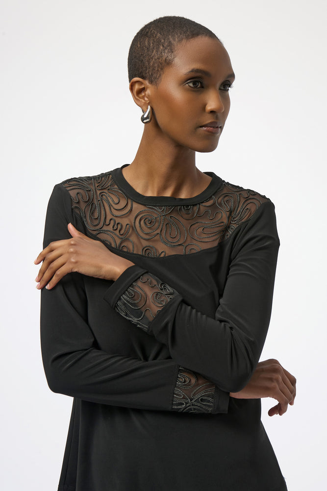Joseph Ribkoff Winter 2025-254213-11-Tunic-Black - The Coach Pyramids