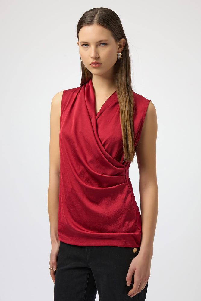 Joseph Ribkoff Winter 2025-254215-4435-Top-Deep Cherry - The Coach Pyramids