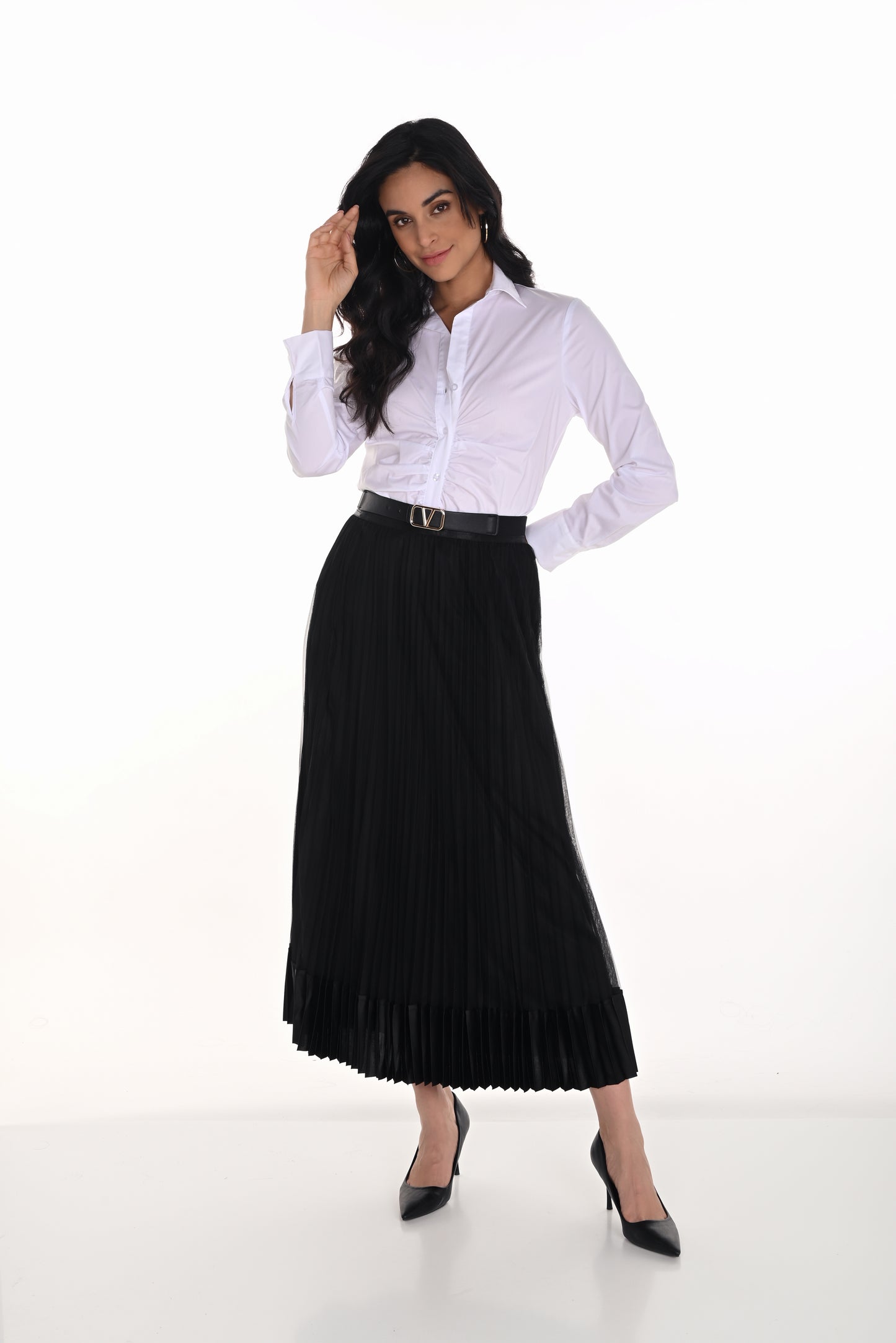 Frank Lyman Fall 2025-254894-100-Knit Skirt-Black - The Coach Pyramids