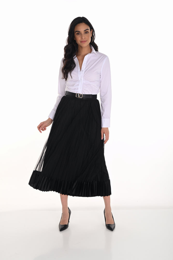 Frank Lyman Fall 2025-254894-100-Knit Skirt-Black - The Coach Pyramids