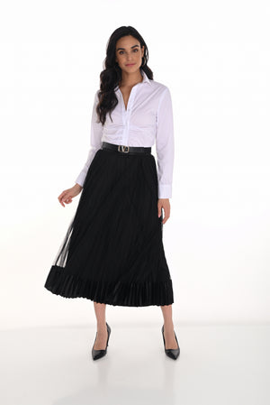 Frank Lyman Fall 2025-254894-100-Knit Skirt-Black - The Coach Pyramids
