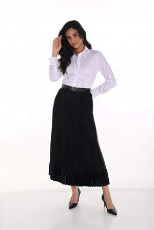 Frank Lyman Fall 2025-254894-100-Knit Skirt-Black - The Coach Pyramids