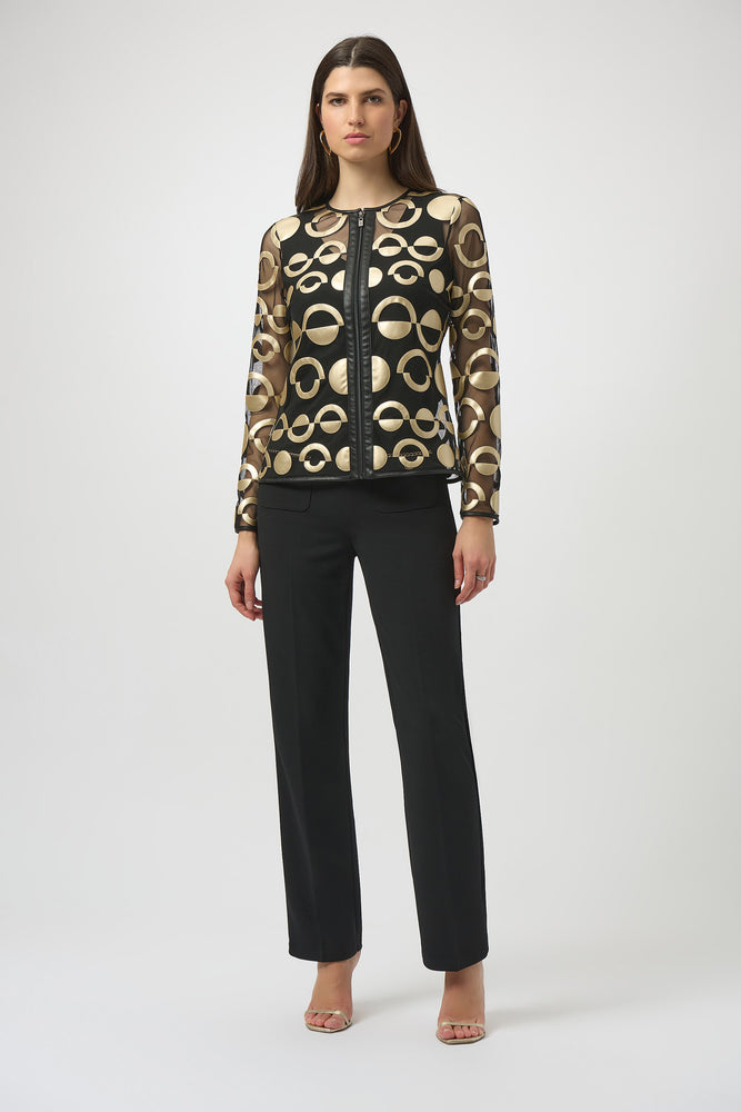 Joseph Ribkoff Winter 2025-254923-291-Jacket-Gold/Black - The Coach Pyramids