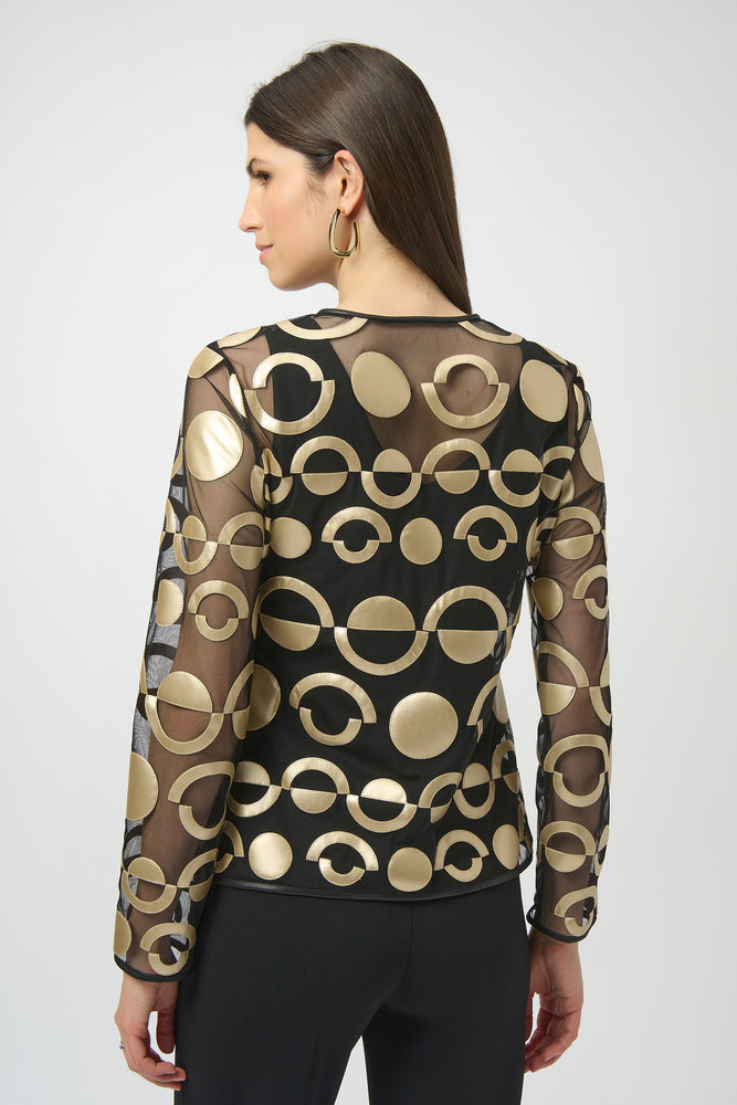 Joseph Ribkoff Winter 2025-254923-291-Jacket-Gold/Black - The Coach Pyramids