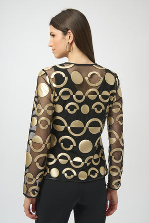 Joseph Ribkoff Winter 2025-254923-291-Jacket-Gold/Black - The Coach Pyramids