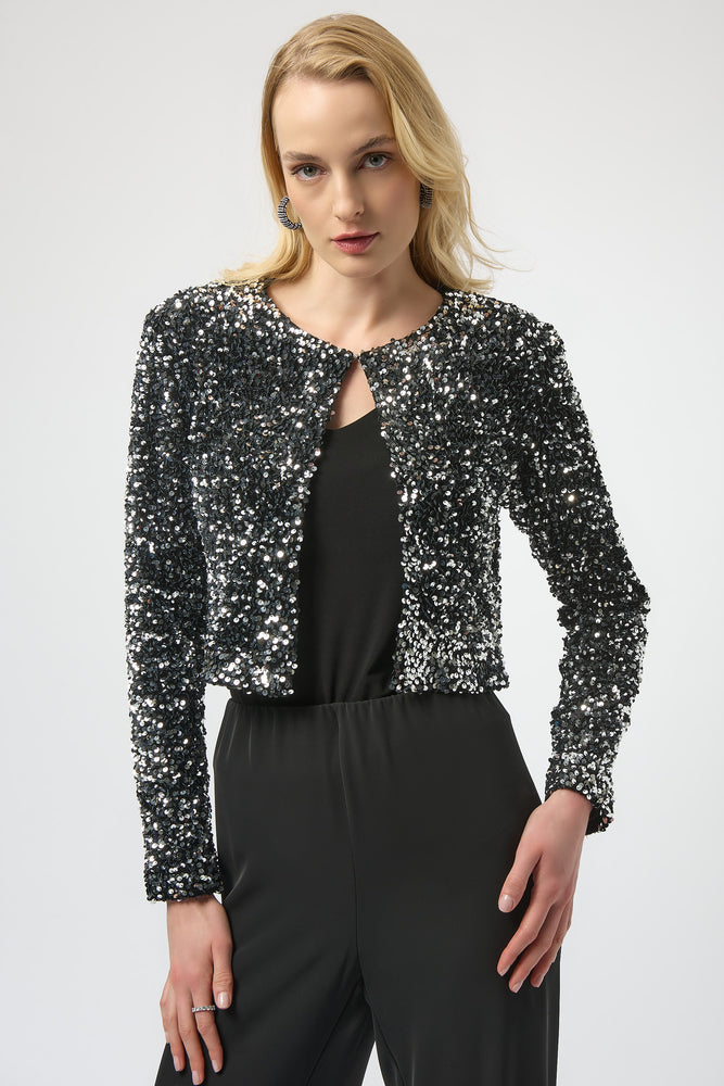 Joseph Ribkoff Winter 2025-254930-196-Cover Up-Black/Silver - The Coach Pyramids