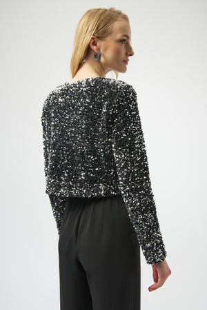 Joseph Ribkoff Winter 2025-254930-196-Cover Up-Black/Silver - The Coach Pyramids