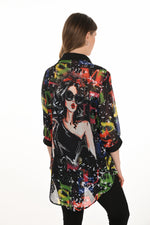 Frank Lyman Fall 2025-254932-1067-Woven Blouse-Black/Multi