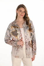 Frank Lyman Fall 2025-254934-9061-Woven Blouse-Beige/Gold - The Coach Pyramids