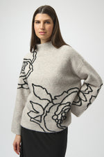 Joseph Ribkoff Winter 2025-254943-4293-Top-Oatmeal Melange/Black - The Coach Pyramids