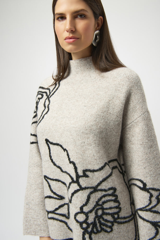 Joseph Ribkoff Winter 2025-254943-4293-Top-Oatmeal Melange/Black - The Coach Pyramids