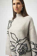 Joseph Ribkoff Winter 2025-254943-4293-Top-Oatmeal Melange/Black - The Coach Pyramids