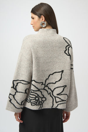 Joseph Ribkoff Winter 2025-254943-4293-Top-Oatmeal Melange/Black - The Coach Pyramids