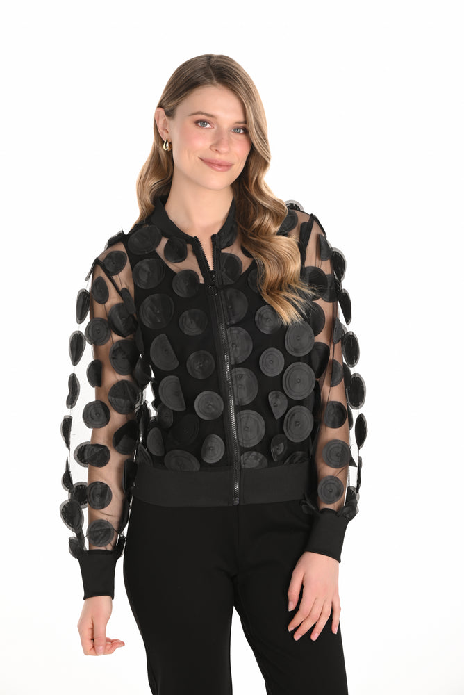 Frank Lyman Fall 2025-254959-100-Knit Jacket-Black - The Coach Pyramids