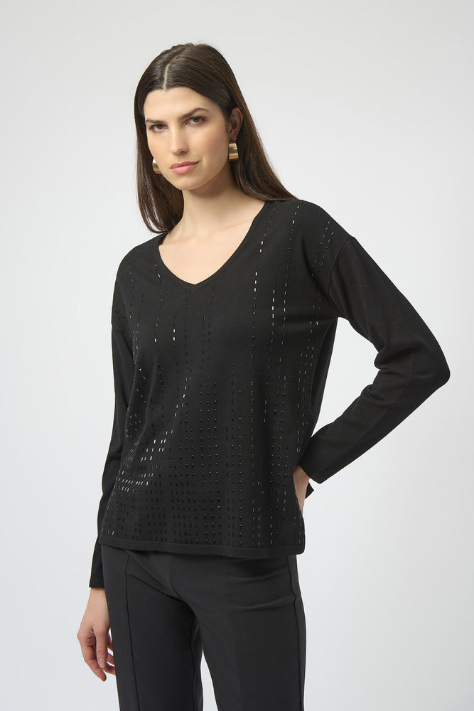 Joseph Ribkoff Winter 2025-254966-11-Top-Black - The Coach Pyramids