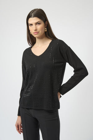 Joseph Ribkoff Winter 2025-254966-11-Top-Black - The Coach Pyramids