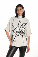 Frank Lyman Fall 2025-254969-2002-Knit Top-White/Black - The Coach Pyramids