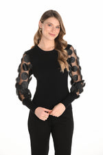 Frank Lyman Fall 2025-254970-100-Knit Top-Black - The Coach Pyramids