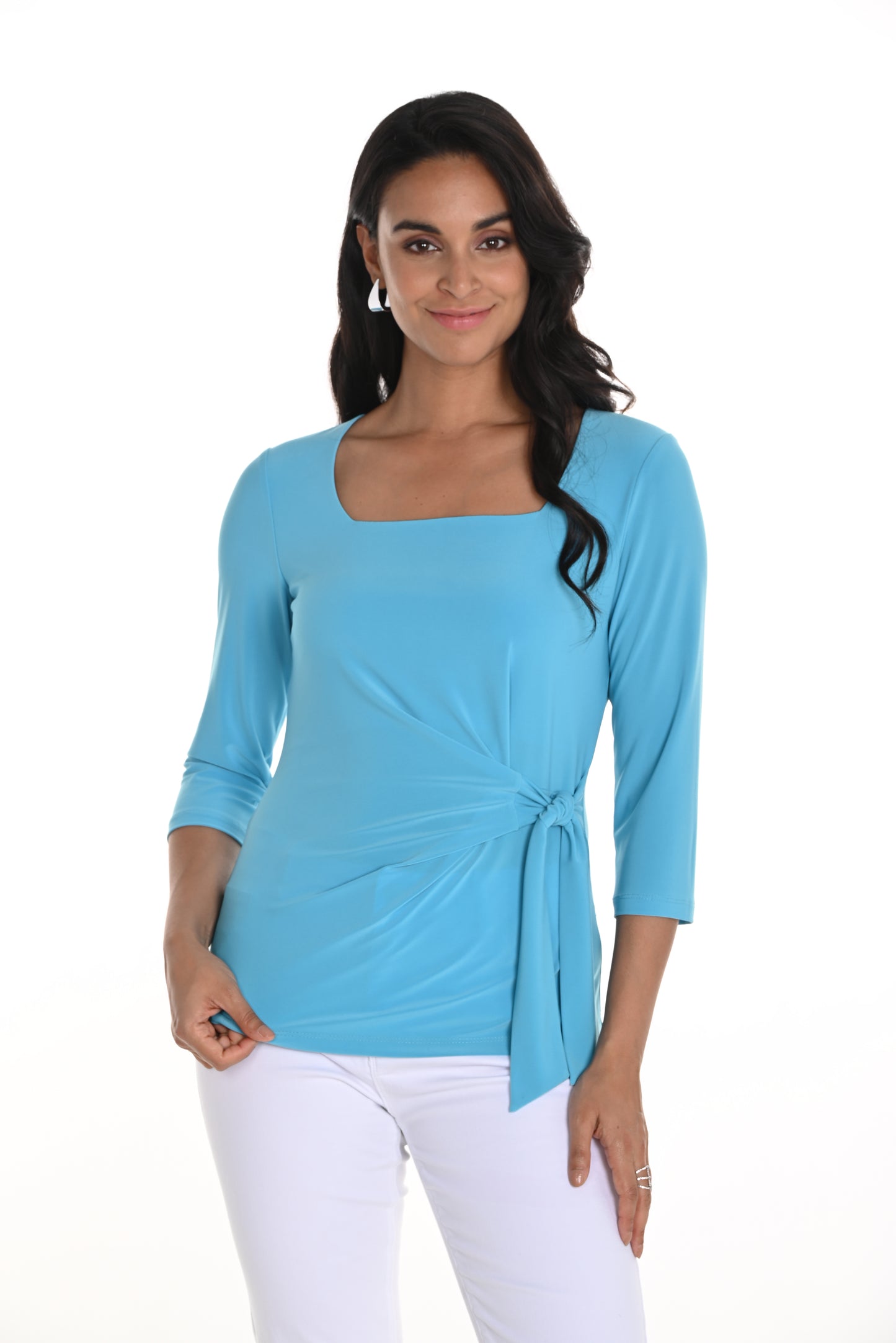 Frank Lyman Spring 2025-256004-100-Knit Top-Black - The Coach Pyramids