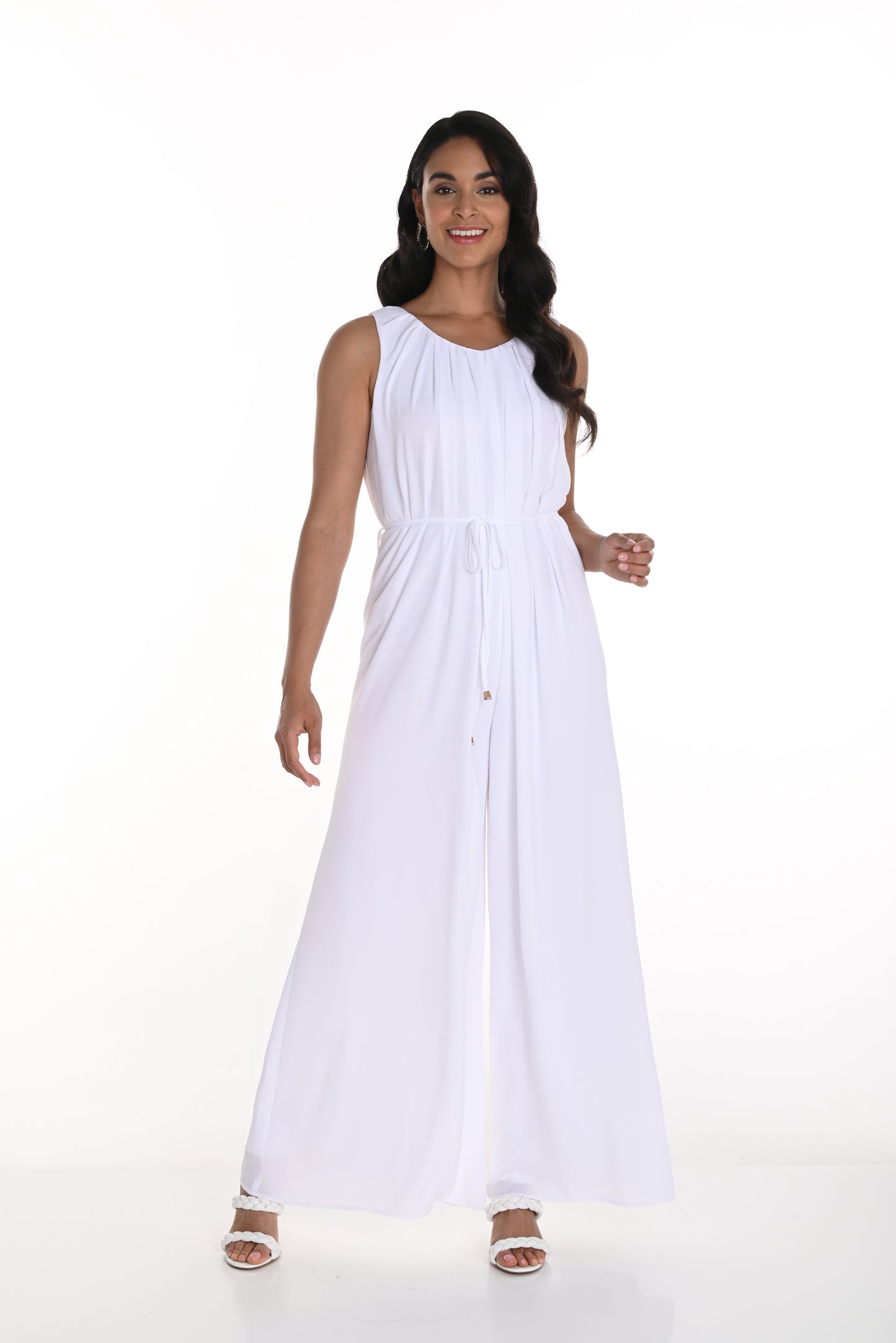 Frank Lyman Spring 2025-256257-201-Woven Jumpsuit-Off White - The Coach Pyramids