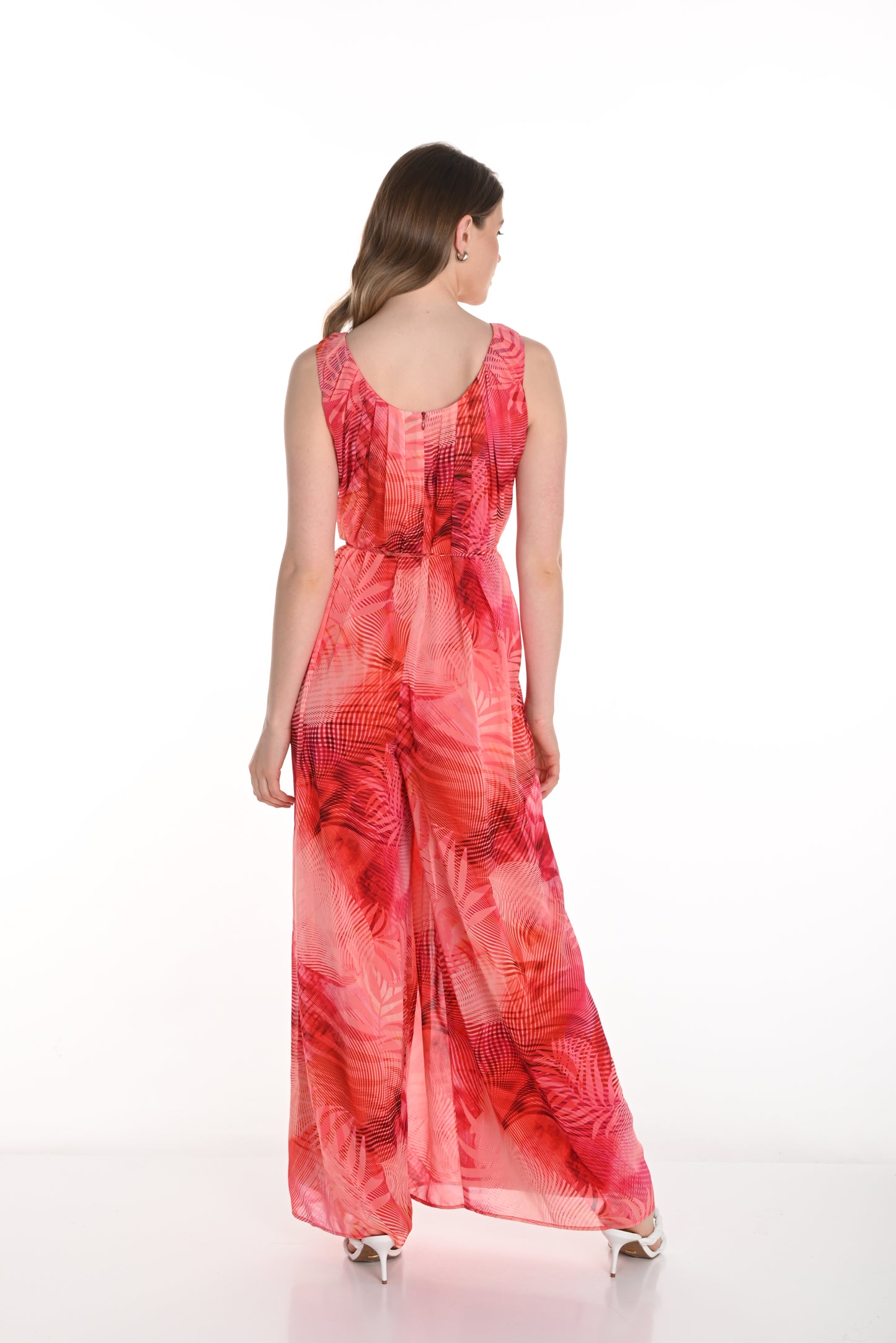 Frank Lyman Spring 2025-256356-4036-Woven Jumpsuit-Fuchsia/Orange - The Coach Pyramids