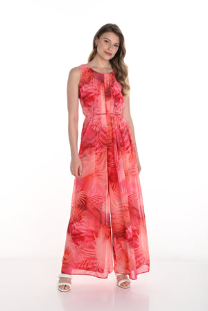 Frank Lyman Spring 2025-256356-4036-Woven Jumpsuit-Fuchsia/Orange