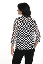 Frank Lyman Spring 2025-256435-1001-Knit Jacket-Black/White