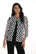 Frank Lyman Spring 2025-256435-1001-Knit Jacket-Black/White