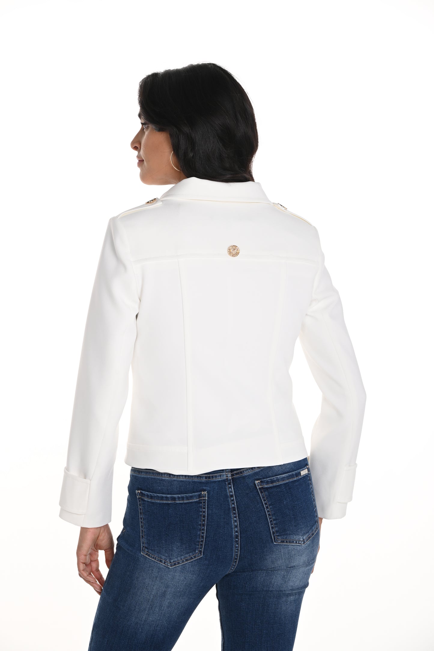 Frank Lyman Spring 2025-256748U-201-Woven Jacket-Off White - The Coach Pyramids